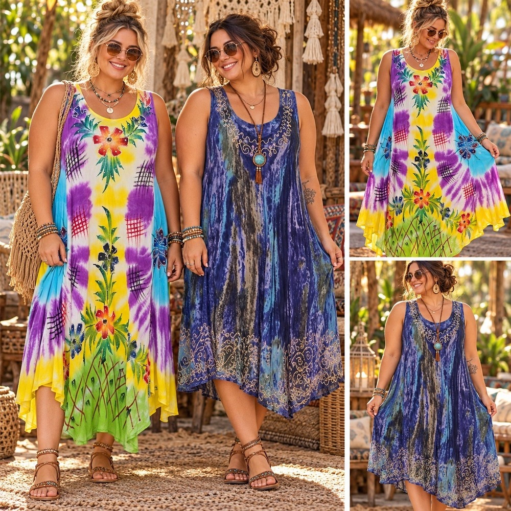 97. Set of 2 One Size Resortwear Tie Dye dresses (Will fit up to seize 1x)